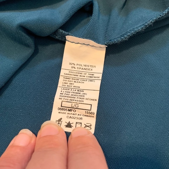 Mariposa Y2K Glitter Ruched Asymmetrical Blouse - Teal, Size L - Picture 3 of 6